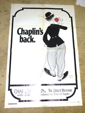 VINTAGE LOVELY LARGE MOVIE POSTER CHAPLIN'S BACK CHAR;IE CHAPLIN DICTATOR 1971 2 picture