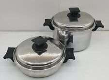 Vintage MCM Kitchen Queen Multi Core Stainless Steel 3qt & 1qt Sauce Pans 2 Lids picture