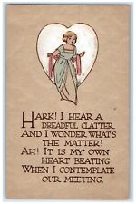 c1910's Woman In Big Heart Motto Raymond Howe Arts Crafts Antique Postcard picture