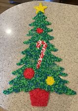 Vintage CHRISTMAS TREE Melted Plastic Popcorn WALL HANGING 24