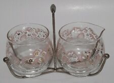 Vintage Libbey Duchess Cream/Sugar set in Pink and Gold With Original Caddy  picture