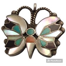 Exceptionally Fine Zuni Rosita Wallace Butterfly Pin Mosaic Inlay Sterling picture