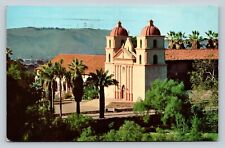 c1963 Santa Barbara Mission, Historic Church Building VTG Postcard 4c Christmas picture