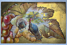 Embossed early 1900's A Joyful Thanksgiving Postcard w/ Stamp Series No. 14 P15 picture