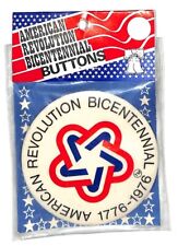 Large 1976 Bicentennial Pinback Button in Original Retail Packaging 3 1/2