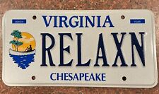 Exp Virginia Personalized Vanity License Plate Va DMV Chesapeake RELAXN Sign Tag picture
