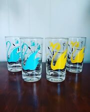 RARE  Mid Century Modern Federal Swan Peanut Butter Glasses Set of 4 Atomic picture