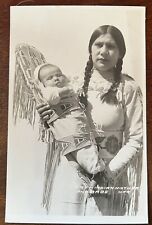 VTG 1950s RPPC Postcard Native American CROW INDIAN MOTHER AND BABE picture