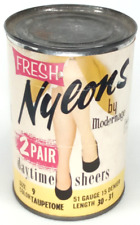 Fresh Nylons By Modernage 2 Pair Sealed Original Tin Paper Label 1940s Old Stock picture