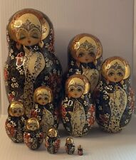 Sergiev Posad Signed Russian Nesting Dolls Matryoshka 10 Piece 1997 - Large 9” picture