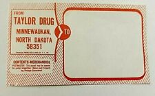 Taylor Drug Minnewaukan North Dakota Vintage Drug Store Shipping Label picture