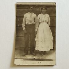 Antique RPPC Real Photograph Postcard Young Couple Everyday Life Man & Woman picture