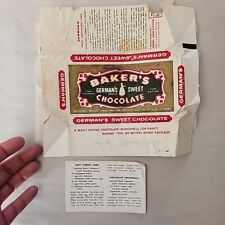 Vintage Baker's Germans Sweet Cooking Chocolate Wrapper Label Advertising picture