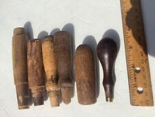 Lot 6 Antique Wood Chisel Handles 1 rosewood brass ferrule  picture
