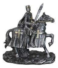 Suit of Armor Crusader Knight with Sword Riding On Heavy Cavalry Horse Figurine picture