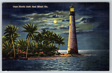 1930s Cape Florida Light Near Miami Fla Vintage Postcard picture