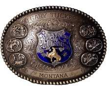 Rare 1981 All Around Champion Cowboy Montana Gary Tucker Trophy Belt Buckle picture