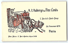 1950s PARIS RESTAURANT A L'AUBERGE du PERE LOUIS ENGRAVED ADVERTISING CARD Z5718 picture