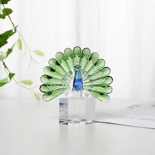 Crystal Peacock Figurine Collectible Art Glass Animal Ornament Wedding Gift picture