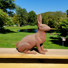 Antique Cast Iron Hollow Garden Rabbit Seated Bunny 11.25 Inches Tall 13 Pounds picture