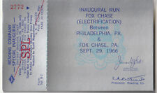 Ticket Reading Railroad Inaugural Run Electric Fox Chase to Phila Sept 29 1966 picture