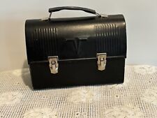 VTG Thermos Brand V Lunch Pail Box Black King Seeley Aluminum Domed Mid Century picture