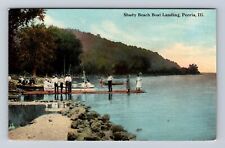 Peoria IL-Illinois, Shady Beach Boat Landing, Antique, Vintage Postcard picture