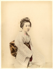 Japan, Japanese Lady Vintage Albumen Print. Vintage Japan Albuminated Print AQ picture