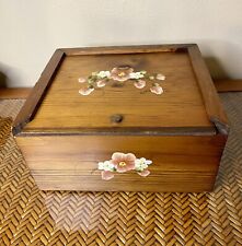 Vintage Hand Painted Wooden Storage Box picture