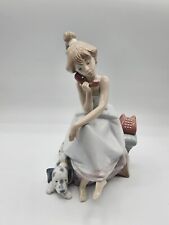 Lladro 5466 Chit-Chat Girl Talking On Phone with Dalmatian Dog picture