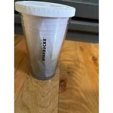 Starbucks 2012 16oz. White Gray Chiseled Cold Plastic Double Wall  No STRAW picture