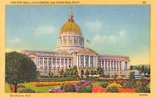 D2274 The City Hall, Civic Center, San Francisco, CA - 1932 Teich Linen Postcard picture