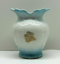 Flower Vase 5 Inch Round Smith Phillips Blue White Semi Porcelain 1930's picture