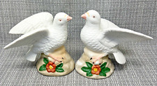 Lot of two CERAMIC BISQUE DOVE figurines 5.5” x 5.5” hand painted doves picture