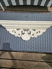 Vintage  Ornate Scallop Distressed Whitewash Shabby Cottage Shelf. picture
