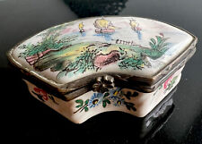 Antique C19th French Veuve Perrin Faience Snuff Trinket Box picture