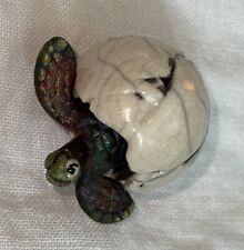Sea Turtle Hatchling Jeremy Diller Raku Art Pottery Egg Figurine 2” picture