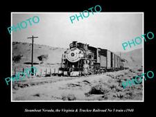 OLD HISTORIC PHOTO STEAMBOAT NEVADA VIRGINIA TRUCKEE RAILROAD TRAIN c1940 picture