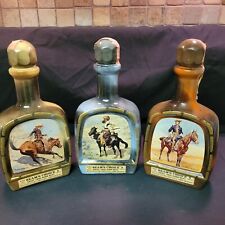 Set of 3 Vintage Jim Beam Whiskey Decanter Bottles -  Artist Frederic Remington picture