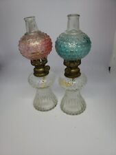 2 Vintage Mini Hobnail Oil Lamps picture