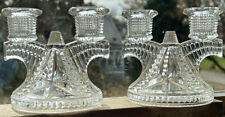 Vintage 1930s Federal Glass Wigwam Double  Candleholders Set Of Two Excellent picture