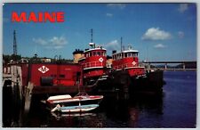 Penobscot Bay Tug Boats, Belfast Harbor, Maine ME - Postcard picture
