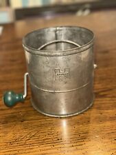 Vintage Large Industrial Hodges Flour  Sifter With Green Wood Handle picture