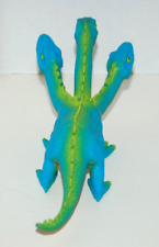 ToySmith Blue Rubber 3 headed Dinosaur Dragon Lizard Vintage Toy Cerberus Hydra picture