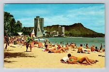 Waikiki HI-Hawaii, Scenic View Beach Area, Vintage Postcard picture