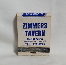 Vintage Zimmers Tavern Bar Matchbook Bedford Pennsylvania Advertising Matches picture