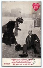 1908 Leap Year Couple Romance Man Fell Cleveland Ohio OH Antique Postcard picture