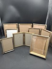 LOT OF 8 VINTAGE BRASS GOLD METAL PICTURE FRAMES (ASSORTED SIZES) picture