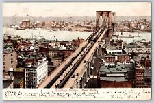 Postcard Aerial View Antique 1905 Brooklyn Bridge New York City New York B15 picture