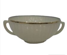MacBeth Evans Petalware Monax Rare Gold Trim Milk Glass Cream Soup Bowl VTG picture